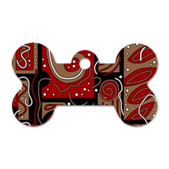 Red And Brown Abstraction Dog Tag Bone (one Side) by Valentinaart