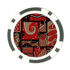 Red And Brown Abstraction Poker Chip Card Guards by Valentinaart