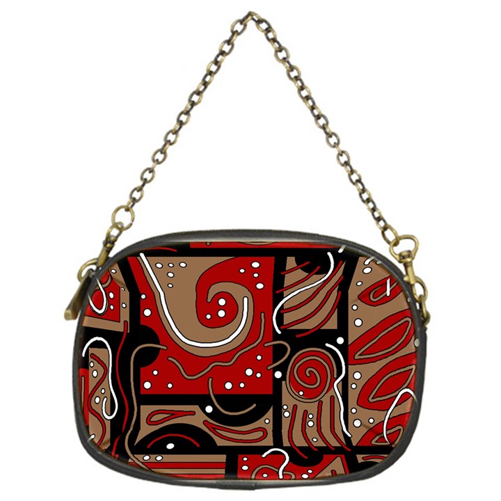 Red and brown abstraction Chain Purses (One Side) 