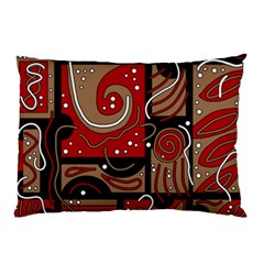 Red And Brown Abstraction Pillow Case by Valentinaart