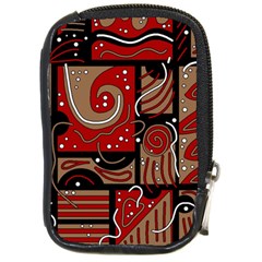 Red And Brown Abstraction Compact Camera Cases by Valentinaart