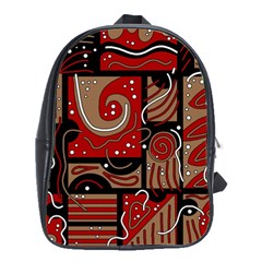 Red And Brown Abstraction School Bags(large) 