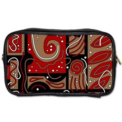 Red And Brown Abstraction Toiletries Bags by Valentinaart