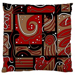 Red And Brown Abstraction Large Cushion Case (one Side) by Valentinaart