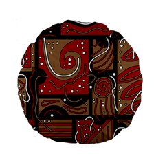 Red And Brown Abstraction Standard 15  Premium Round Cushions by Valentinaart