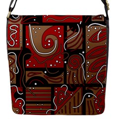 Red And Brown Abstraction Flap Messenger Bag (s) by Valentinaart