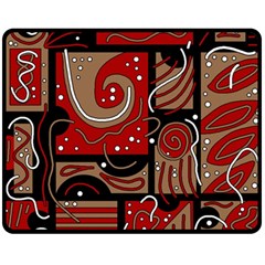 Red And Brown Abstraction Double Sided Fleece Blanket (medium)  by Valentinaart