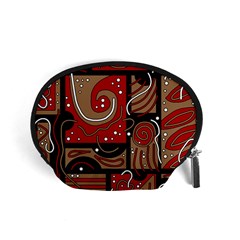 Red And Brown Abstraction Accessory Pouches (small)  by Valentinaart