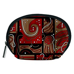 Red And Brown Abstraction Accessory Pouches (medium)  by Valentinaart