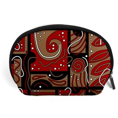 Red And Brown Abstraction Accessory Pouches (large)  by Valentinaart