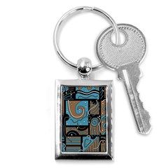 Blue And Brown Abstraction Key Chains (rectangle)  by Valentinaart