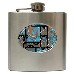 Blue And Brown Abstraction Hip Flask (6 Oz) by Valentinaart