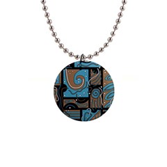 Blue And Brown Abstraction Button Necklaces by Valentinaart