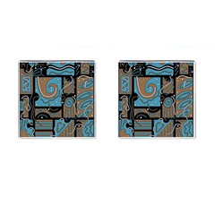 Blue And Brown Abstraction Cufflinks (square) by Valentinaart