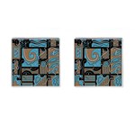 Blue and brown abstraction Cufflinks (Square) Front(Pair)