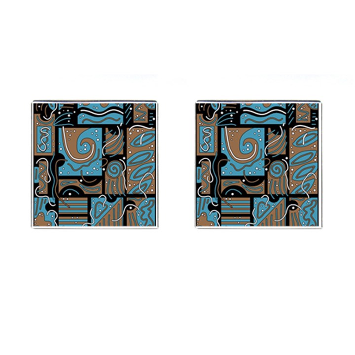 Blue and brown abstraction Cufflinks (Square)