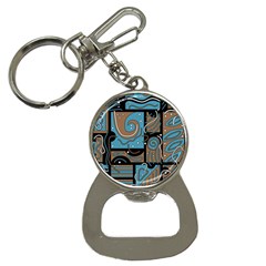 Blue And Brown Abstraction Bottle Opener Key Chains by Valentinaart