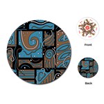 Blue and brown abstraction Playing Cards (Round)  Front