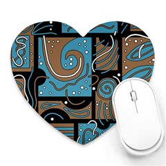 Blue And Brown Abstraction Heart Mousepads by Valentinaart