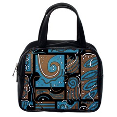 Blue And Brown Abstraction Classic Handbags (one Side) by Valentinaart