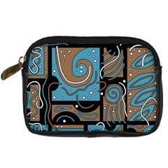 Blue And Brown Abstraction Digital Camera Cases by Valentinaart