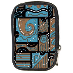 Blue And Brown Abstraction Compact Camera Cases by Valentinaart