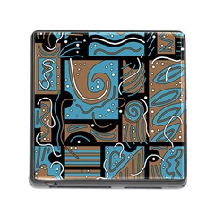 Blue And Brown Abstraction Memory Card Reader (square) by Valentinaart