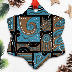 Blue And Brown Abstraction Ornament (snowflake)  by Valentinaart