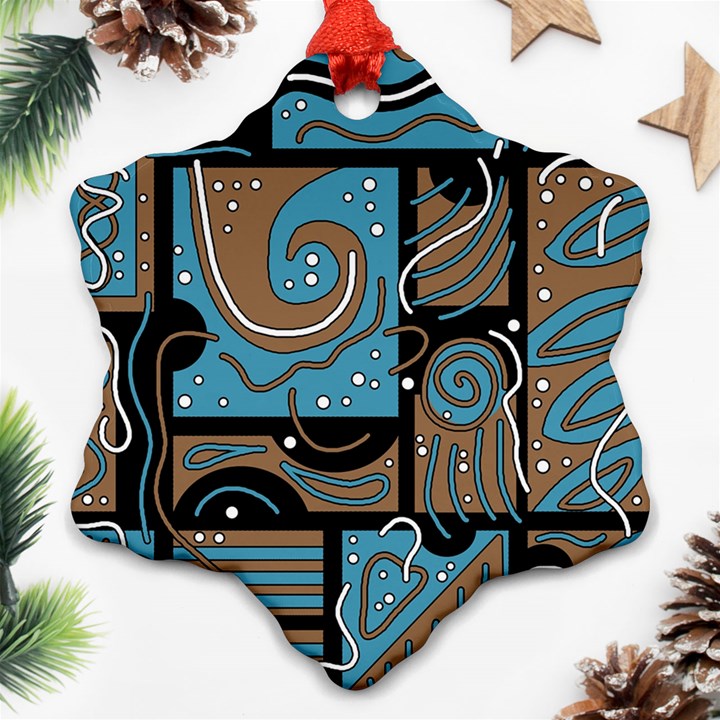 Blue and brown abstraction Ornament (Snowflake) 