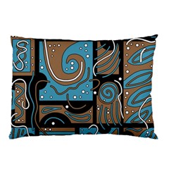 Blue And Brown Abstraction Pillow Case (two Sides) by Valentinaart