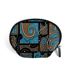 Blue And Brown Abstraction Accessory Pouches (small)  by Valentinaart