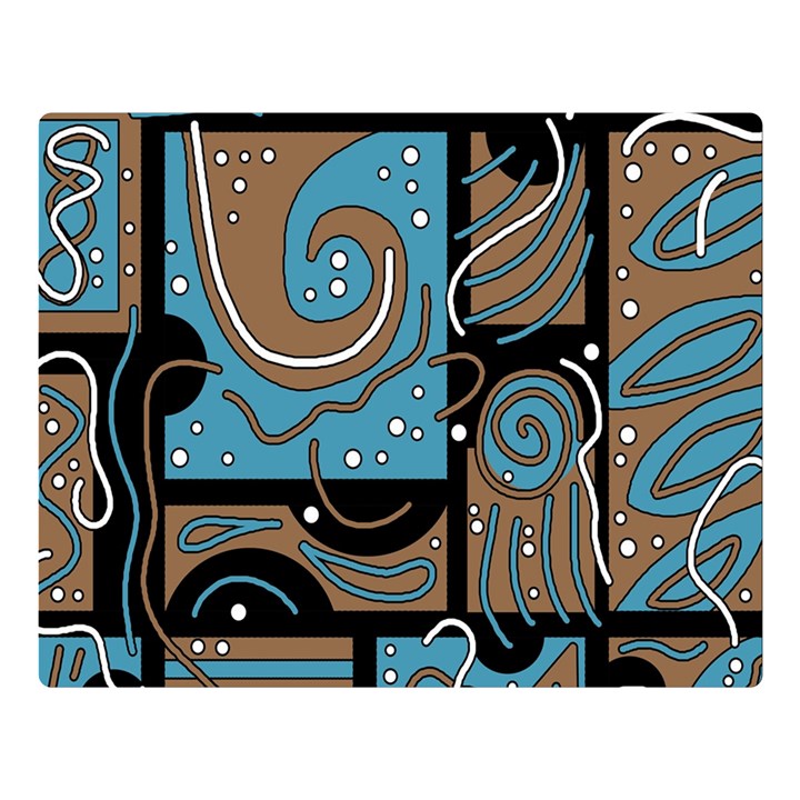 Blue and brown abstraction Double Sided Flano Blanket (Large) 