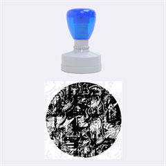 Blue Town Rubber Round Stamps (medium) by Valentinaart