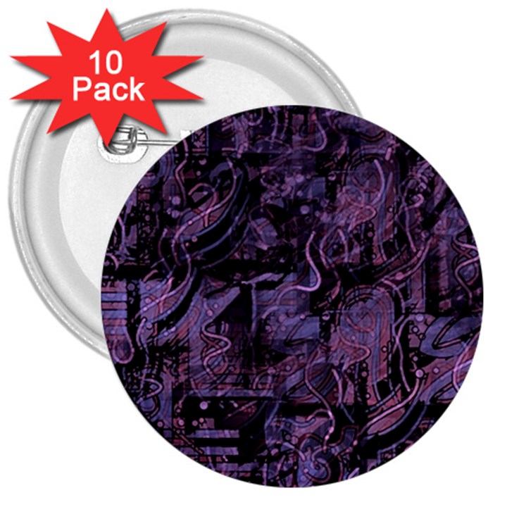 Purple town 3  Buttons (10 pack) 