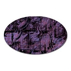 Purple Town Oval Magnet by Valentinaart