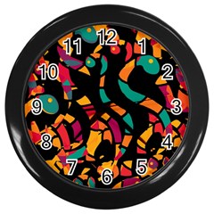 Colorful Snakes Wall Clocks (black) by Valentinaart