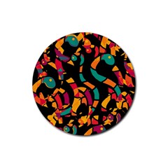 Colorful Snakes Rubber Round Coaster (4 Pack)  by Valentinaart