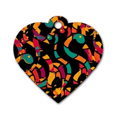 Colorful Snakes Dog Tag Heart (two Sides) by Valentinaart