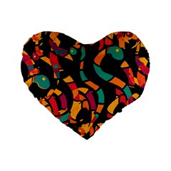 Colorful Snakes Standard 16  Premium Flano Heart Shape Cushions by Valentinaart