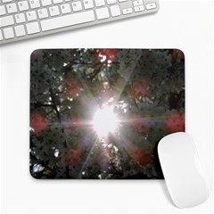 Sun Rays Through White Cherry Blossoms Large Mousepads by picsaspassion