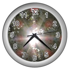 Sun Rays Through White Cherry Blossoms Wall Clocks (silver)  by picsaspassion