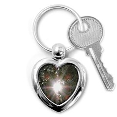 Sun Rays Through White Cherry Blossoms Key Chains (heart)  by picsaspassion