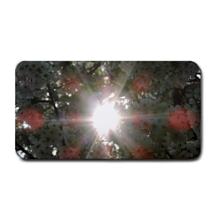 Sun rays through white cherry blossoms Medium Bar Mats