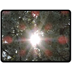 Sun Rays Through White Cherry Blossoms Fleece Blanket (large)  by picsaspassion