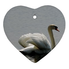 Swimming White Swan Ornament (heart) 