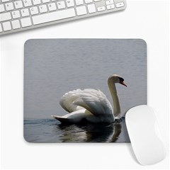 Swimming White Swan Large Mousepads by picsaspassion