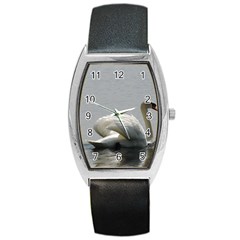 Swimming White Swan Barrel Style Metal Watch