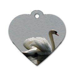 Swimming White Swan Dog Tag Heart (one Side) by picsaspassion