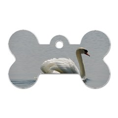 Swimming White Swan Dog Tag Bone (one Side) by picsaspassion