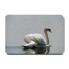 Swimming White Swan Small Doormat  by picsaspassion